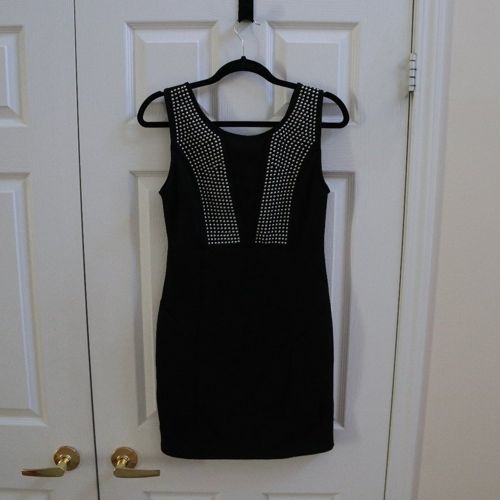 Black Studded Scuba Dress LBD